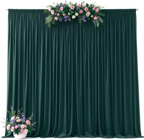 10x12ft Hunter Green Backdrop Curtains, Dark Green Drapes for Backdrop Draping Fabric 5x12FT, 2 Panels - Image 7