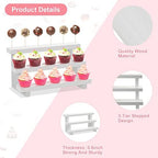 Tuanse 2 Pack Wooden Cake Pop Stand 3 Tier Cake Pop & Lollipop Display Holder with 100 Treat Bags Lollipop Sticks and Gold Twist Ties for Dessert Table Wedding Baby Shower Birthday Party(Wood) - Image 3