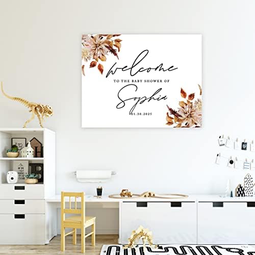 Andaz Press Custom Large Baby Shower Welcome Sign, 16" x 20", Rustic Fall Leaves Personalized Canvas Welcome Sign, Signage Gender-Neutral Canvas Sign for Baby Sprinkle, Fall Baby Shower Decorations - Image 3