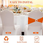 VitalCozy 100 Pcs Spandex Chair Sashes with Crown Buckle,Orange - Image 4