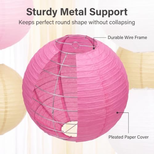 Balagan Chinese Japanese Paper Lanterns 16-Inch 5 Packs (Pink, 16 inch) (BLG-220503) - Image 7