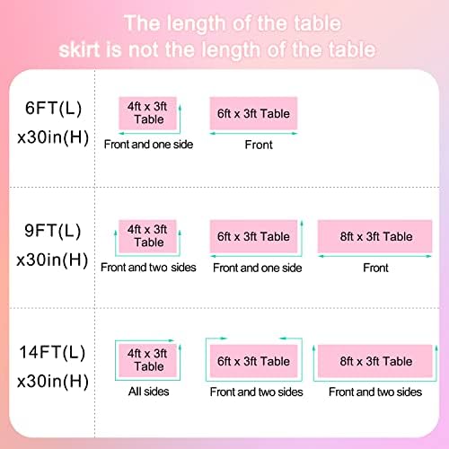 9ft Pink Tutu Tulle Table Skirt for Rectangle Round Tables Chiffon Table Cloth for 1st Birthday Party Decorations Baby Shower Girls Parties Cake Dessert Table Decorations Ruffle Table Skirting - Image 5