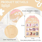 Wood First Year Monthly Photo Board for Girls - Bow Theme Birthday Decorations, My First Year Milestone Board, 12 Months Photo Display, Ribbon Bow Party Decor - Image 2