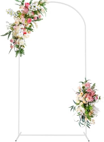 Wokceer 7.2FT Arch Backdrop Stand White Metal Wedding Arch Backdrop Stand by Wokceer