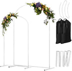 COLRASN Arch Backdrop Stand Set of 2 Metal Wedding Arches 7.2FT & 6FT Balloon Frame for Birthday Party Graduations, Holiday Ceremony - Ideal for Flowers and Garden Decor, White by COLRASN