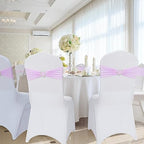 Pack of 30 Spandex Chair Sashes Bows Stretch Chair Cover Band with Buckle Slider Universal Elastic Chair Ties for Wedding Banquet Party Event Decoration (Lavender) - Image 6