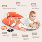 4 in 1 Tummy Time Mat with Educational Cards, Play Mat & Sitting Support for Newborn 0-12 Months, Infant Baby Sit Me Up Floor Seat, Sensory Skills Gifts, Fox - Image 4
