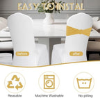 100PCS Spandex Stretch Gold Chair Sashes Bows Universal Elastic Chair Cover Bands Ties with Buckle Slider for Wedding Party Birthday Reception Event Banquet Decoration(Gold) - Image 6