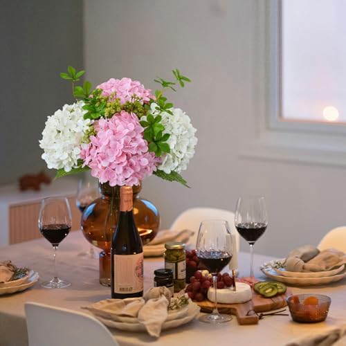 ZYTUYO 20 inches 4 Pcs Soft Pink Real Touch Hydrangea Artificial Flowers Boho Lifelike Real Looking Latex Hydrangeas Flower with Long Stem for Home Decor Spring Table Centrepiece - Image 4