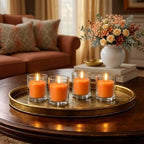 Set of 72 Richland Votive Candles Orange Unscented and 72 Clear Glass Eastland Votive Holders - Image 6