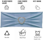 Dusty Blue Chair Sashes 60 Pack Spandex Blue Chair Sashes Bows with Heart Buckle Slider for Wedding Banquet Party Decorations - Image 4