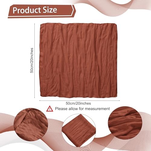 LZY 60 Pack Gauze Cheesecloth Napkins 20x20 Inch Dinner Cloth Napkins, Soft Boho Table Napkins Rustic Wrinkled Cheese Cloth Napkins Bulk for Wedding Party Baby Shower Event Decor (Terracotta) - Image 2