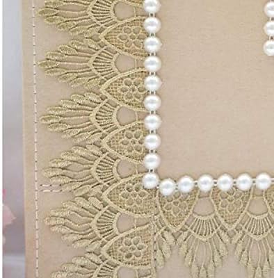 higher volume capacity XL magnetic page wedding album. 80 pages, 4x6, 5x7, 8x10, 8x12 photos, gift box. Fabric pearls and gold lace wedding album, personalizable - Image 3