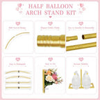 RELBRO Half Arch Balloon Backdrop Stand with Base, 7.2 x 5.9 Feet, Gold - Image 5