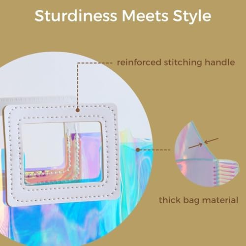 VUOJUR 8.3'' 10pcs Holographic Small Gift Bags Reusable Birthday Gift Bags - Image 5