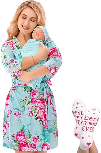 Mommy and Me Robe and Swaddle Set | Maternity Robe Matching Baby Girl, Boy by ECOBABYMadeWithLove
