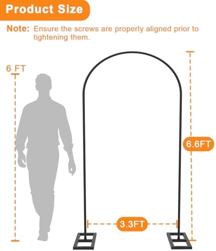 Queension Arch Backdrop Stand 6.6FT, Wedding Arch Stand with Base,Balck - Image 4