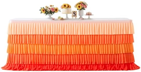 Orange Table Skirt Ruffle Fall Tablecloth for Rectangle Table 14ft Thanksgiving Christmas Birthday Party Baby Shower - Image 5