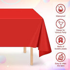 32 Pack Red Plastic Tablecloth for Rectangle Tables, Premium Decorative Red Disposable Table Cloths for Parties, Rectangle Party Table Cover for Birthday, Wedding, Christmas, Anniversary, 54 x 108Inch - Image 3
