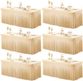 Shillance 6 Packs Champagne Spandex Tableclothes for 6 Foot Rectangle Table, Spandex Table Covers 6FT Stretch Table Skirts Wrinkle Free Fitted Table Cloth for Event, Wedding, Banquet & Parties by Shillance