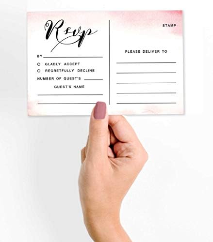 50 Blank RSVP Cards With White Envelopes- Watercolor Splash Style Response Card-RSVP For Wedding-Rehearsal Dinner-Baby Shower-Bridal Shower-Engagement Party Invitations - Image 3