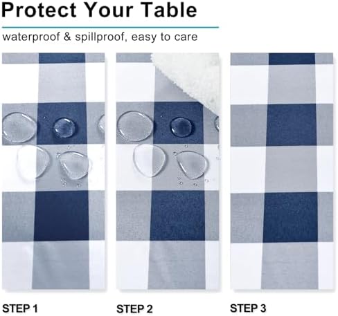Hiasan Checkered Tablecloth Rectangle 52 x 70 Inch, Navy Blue and White - Image 2