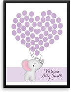 Personalized Baby Shower Guest Book Alternative Elephant Customized Poster, Print, Framed or Canvas, 50 Signatures - Image 2