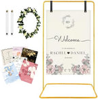 Wedding Welcome Sign Stand Fabric Banner Stand With Design Bundle Rose Vine - Image 2