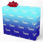 MyPupSocks Personalized Logo Wrapping Paper, Gradient Blue Custom Gift Wrapping Paper with Name Text for Teens Women Men Mom Dad Birthday Wedding Happy New Year 58x23 5 Rolls by MyPupSocks