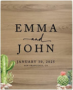 Andaz Press Large Wooden Welcome Sign for Wedding, Rustic Welcome Sign 16" x 20" Custom Names Desert Chic Cactus Wedding Signage English Oak MDF Wood Finish Wedding Reception Indoor Outdoor Signs by AndazPress