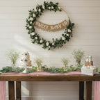 Leinuosen 8 Set 10 Ft Light Pink Cheesecloth Table Runner Wedding Decor with 6 Ft Eucalyptus Garland, Boho Gauze Table Centerpiece Runner for Wedding Baby Shower Birthday Party Decoration - Image 7