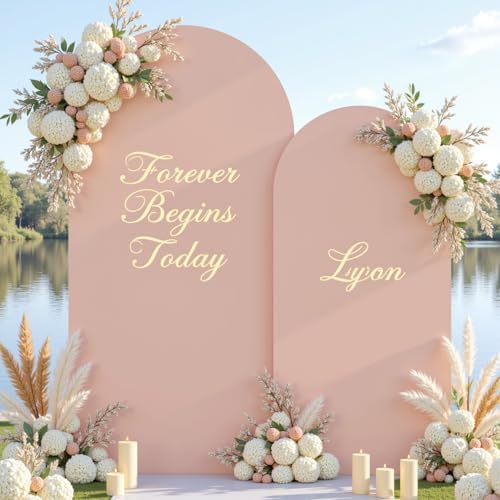 Nude Photo Arch Backdrop Cover Set of 2 Spandex 7.2 and 6ft Arch Covers Stretchy Backdrop Party Arch Stand Covers for Birthday Party Baby Shower Wedding Bridal Shower Banquet Background Decorations by Suppromo