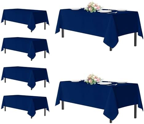 sancua Navy Blue Tablecloths Rectangle, 6 Pack Table Cloth for 8 Foot Tables by sancua