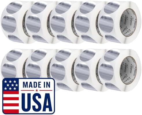 Perco Metallic Silver Perforated Round Circle Dot Sticker 3-Inch Labels — 10 Rolls, 5,000 Stickers - Asset Tags, Tech Labels & Modern Product Identification - Made in USA by Perco
