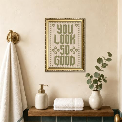 You Look So Good Sign Wall Art Trendy Inspirational Quote Wall Decor Picture Modern Minimalist Green Poster Canvas Painting Print for Living Room Bathroom 24x16 inch Gold Framed - Image 6