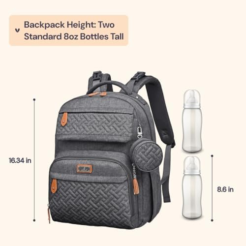 BabbleRoo Diaper Bag Backpack - Travel Large Baby Diaper Bag with Changing pad, Waterproof Baby Bags for Mom & Dad, Unisex Bags with Pacifier Case, Luggage Strap & Stroller Clips - Dark Gray - Image 3