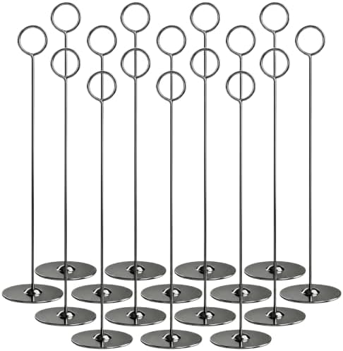 Urban Deco 16PK Table Number Holders Place Card Holders 12 Inch Table Card Holders Steel Card Holders for Photos, Food Signs, Memo Notes, Weddings, Restaurants, Birthdays(Black) by UrbanDeco