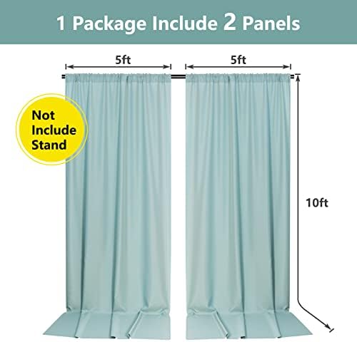 MYSKY HOME Light Green Backdrop Curtains for Parties, Weddings, Stage & Photography - 5ft x 10ft, 2 Panels - Image 2