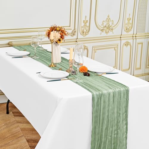 24 Pack Sage Green 10Ft Cheesecloth Table Runner - Image 4