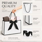 Silkfly 24 Pcs Paper Gift Bags with Handles & Bow Ribbon, White, Black - Image 3