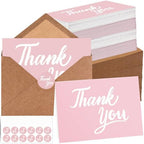 600 Pcs Pink Thank You Cards Bulk with Kraft Envelopes and Stickers 4x6 Inch Blank Thank You Notes Box Set Minimalistic Design for Business Wedding Baby Shower Graduation Bridal Shower Christmas by UZLUbuywithconfidence