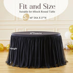 HB HBB MAGIC Black Round Tablecloths 60 inch Stretchy Elastic Fitted Round Table Cloths Round Cover 120 inch, Black Round Tulle Tablecloth Tulle Table Cloth with Skirt for Wedding Birthday Party - Image 4