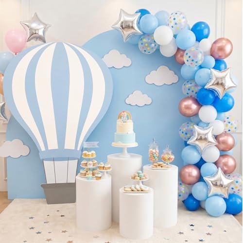 WinnerWhy 3.94 X 2.62 ft Hot Air Balloon Baby Shower Decorations, Large Blue Hot Air Shaped Cardboard Cutout, Life-Size Standup Photo Booth Props for Birthday Party Celebration Backdrops Decor - Image 3