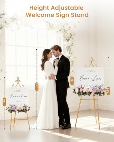 53.9" Gold Easel Stand for Sign, Display Easel for Wedding Sign, Poster - Image 2