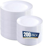 bUCLA 200PCS White Plastic Plates - Heavy Duty White Disposable Include 100 Dinner 10inch & 100 Dessert 7inch Plates, Ideal for Wedding&Party by BUCLA