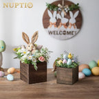 NUPTIO Small Wooden Box for Centerpiece, Brown, Square, 4"/5", 12 Pcs - Image 6