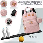 JSTPRO Large Diaper Bag Backpack with Changing Station, Pink - Image 5