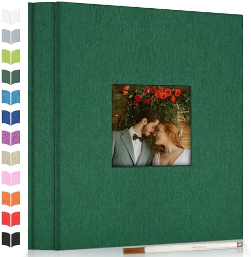 Artfeel Photo Album Self Adhesive Scrapbook Album for 3x5 4x6 5x7 8x10 Pictures, 60 Pages Linen Cover with Display Window DIY Photo Book,Ideal Gifts for Family Travel Wedding Baby by Artfeel