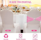 VitalCozy 50 Pcs Stretch Chair Sashes with Crown, Pink - Image 4