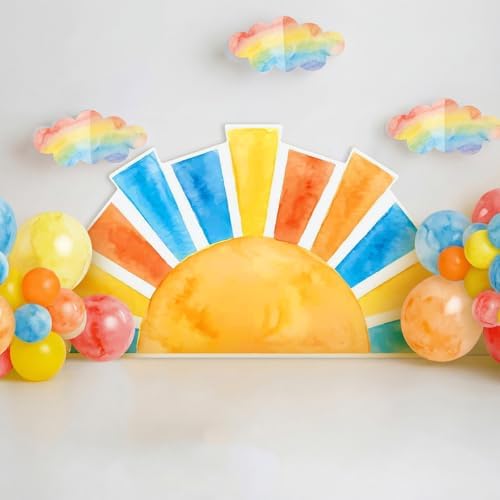 Colingmill 3ft Here Comes the Son Baby Shower Party Decoration First Trip Around the Sun Theme Party Watercolor Cardboard Cutout Standup Photo Props Backdrops for Birthday Supplies by Colingmill